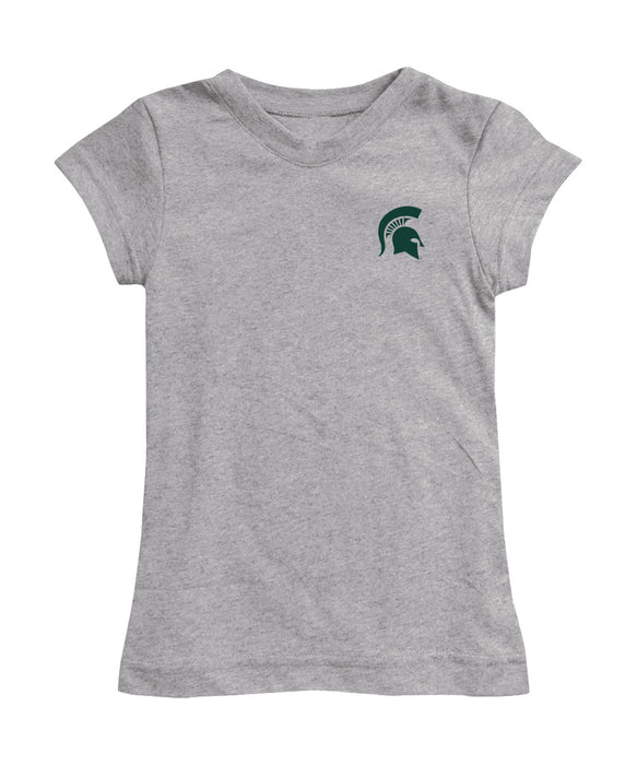 Michigan State Spartans Hand Sketched Vive La Fete Impressions Artwork Grey Girls Cotton Short Sleeve Tee