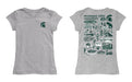 Michigan State Spartans Hand Sketched Vive La Fete Impressions Artwork Grey Girls Cotton Short Sleeve Tee - Vive La Fête - Online Apparel Store