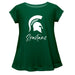 Michigan State Spartans Vive La Fete Girls Short Sleeve Green Top with School Logo and Name