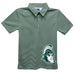 Michigan State Spartans Stripes Short Sleeve Polo Box Shirt Green