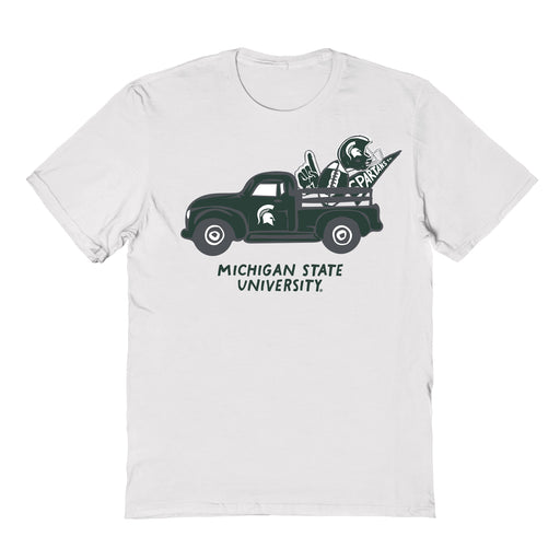 Michigan State Spartans Hand Sketched Vive La Fete Impressions Truck Kids White Cotton T-shirt