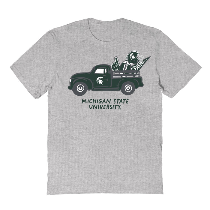 Michigan State Spartans Hand Sketched Vive La Fete Impressions Truck Kids Grey Cotton T-shirt