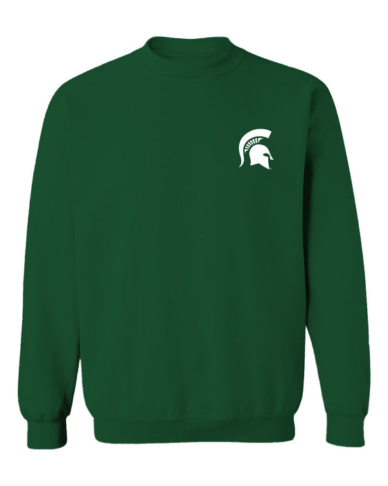 Michigan State Spartans Hand Sketched Vive La Fete Impressions Artwork Green Crew Neck Sweatshirt for Women