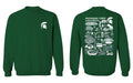 Michigan State Spartans Hand Sketched Artwork Black Crewneck Sweatshirt for Women - Vive La Fête - Online Apparel Store