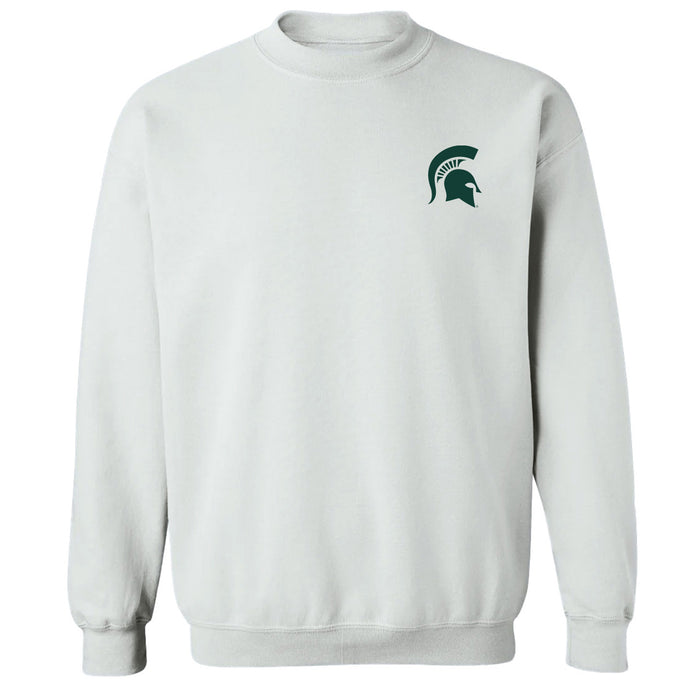Michigan State Spartans Hand Sketched Vive La Fete Impressions Artwork White Crew Neck Sweatshirt for Women