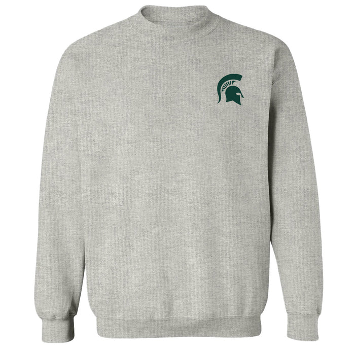 Michigan State Spartans Hand Sketched Vive La Fete Impressions Artwork Gray Crew Neck Sweatshirt for Women