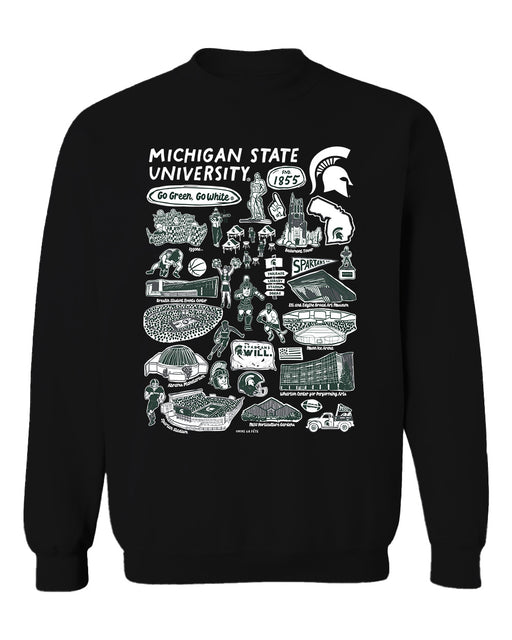 Michigan State Spartans Vive La Fete Impressions Black Cotton Crewneck Sweatshirt for Women