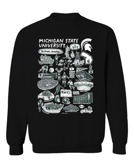 Michigan State Spartans Vive La Fete Impressions Black Cotton Crewneck Sweatshirt for Women