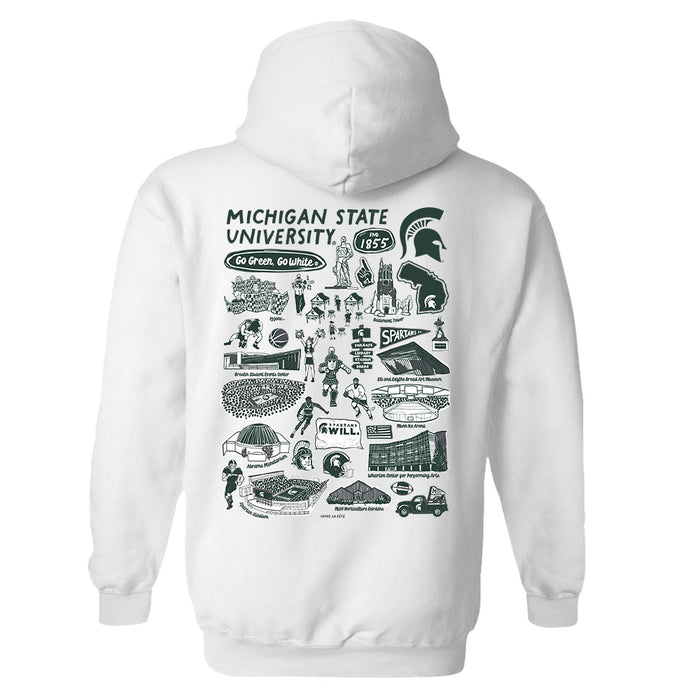 Michigan State Spartans Hand Sketched Artwork Cotton Fleece Women Hoodie - Vive La Fête - Online Apparel Store