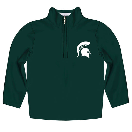 Michigan State Spartans Vive La Fete Logo and Mascot Name Womens Green Quarter Zip Pullover