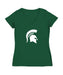 Michigan State Spartans Women's V-neck Fitted Cotton T-Shirt Green