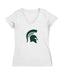 Michigan State Spartans Women's V-neck Fitted Cotton T-Shirt White