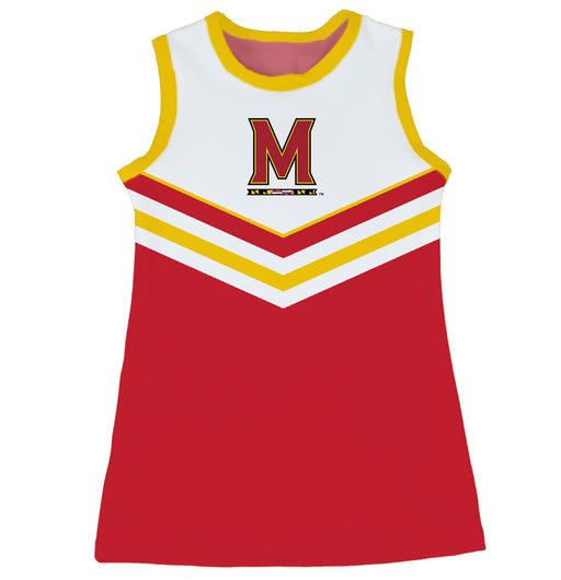 University of Maryland Terrapins Sleeveless Cheerleader A Line Dress White and Red