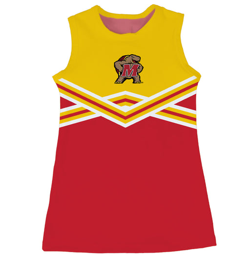University of Maryland Terrapins Sleeveless Cheerleader A Line Dress Gold and Red
