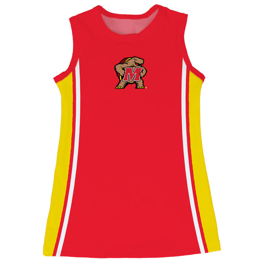 University of Maryland Terrapins Sleeveless Cheerleader A Line Dress Red