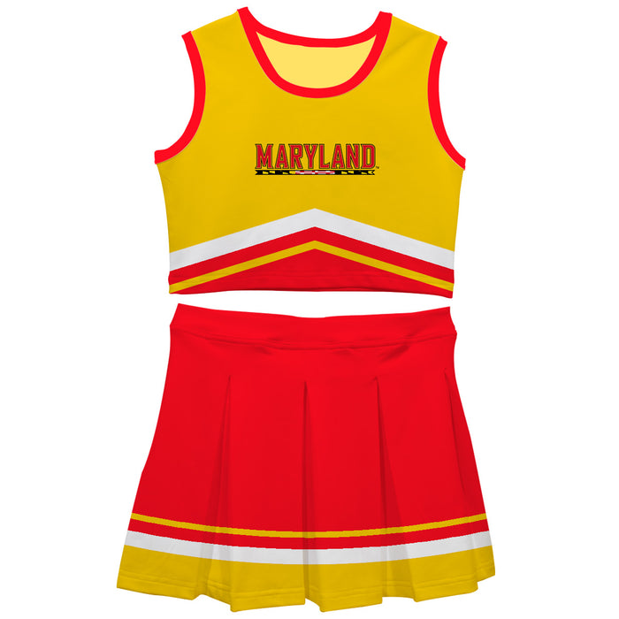 University of Maryland Terrapins Vive La Fete Game Day Gold and Red Sleeveless Chearleader Set