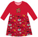 University of Maryland Terrapins Long Sleeve Solid Red Repeat Print Hand Sketched Impressions Artwork on Skirt