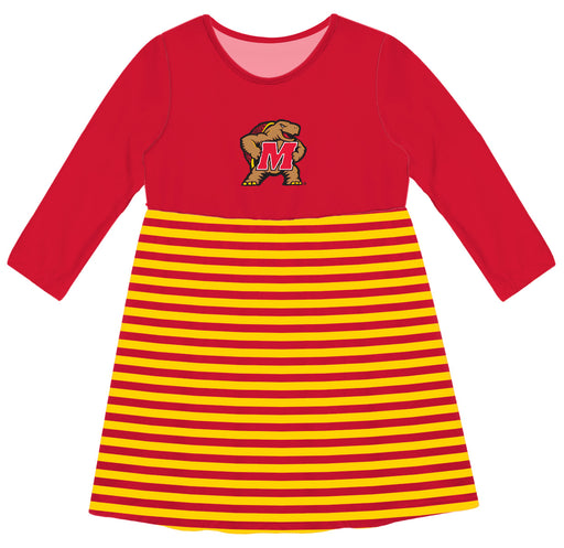 University of Maryland Terrapins Vive La Fete Girls Game Day Long Sleeve Red Stripe on Skirt - Vive La Fête - Online Apparel Store