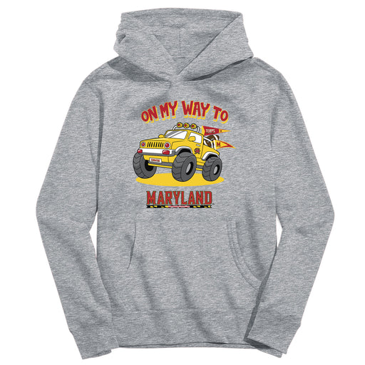 University of Maryland Terrapins On My Way Monster Truck Heather Grey Cotton Youth Hoodie