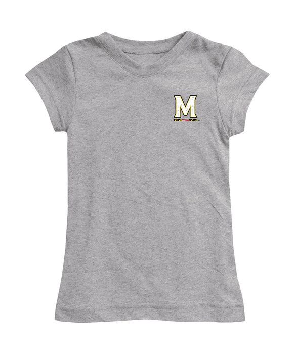 University of Maryland Terrapins Hand Sketched Vive La Fete Impressions Artwork Grey Girls Cotton Short Sleeve Tee