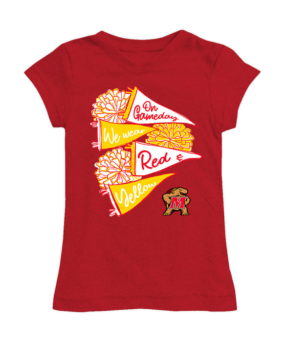 University of Maryland Terrapins Girl´s Fitted Cotton T-shirt Red