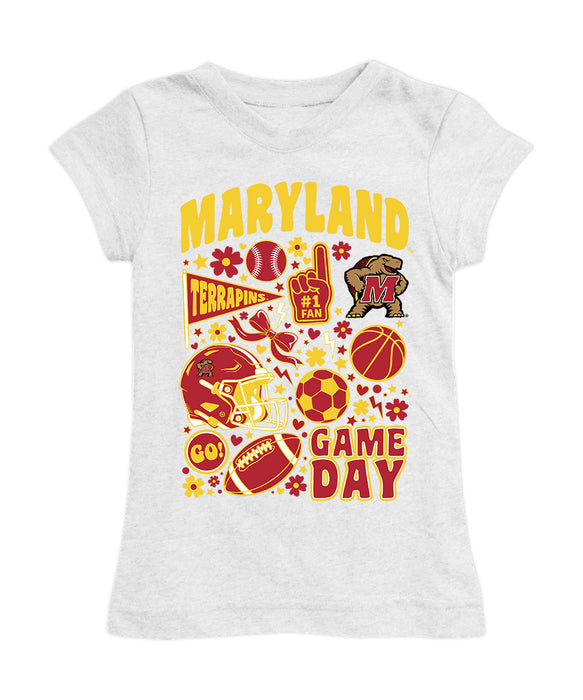 University of Maryland Terrapins Girl´s Fitted Cotton T-shirt White