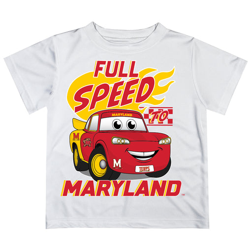 University of Maryland Terrapins Vive La Fete Toy Racing Car Boys Game Day White Short Sleeve Tee