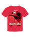 University of Maryland Terrapins Original Dripping Baseball Helmet Red T-Shirt Cotton by Vive La Fete