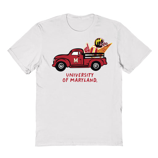 Maryland Terrapins Hand Sketched Vive La Fete Impressions Truck Kids White Cotton T-shirt
