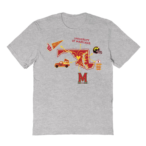 Maryland Terrapins Hand Sketched Vive La Fete Impressions Icones Kids Grey T-shirt