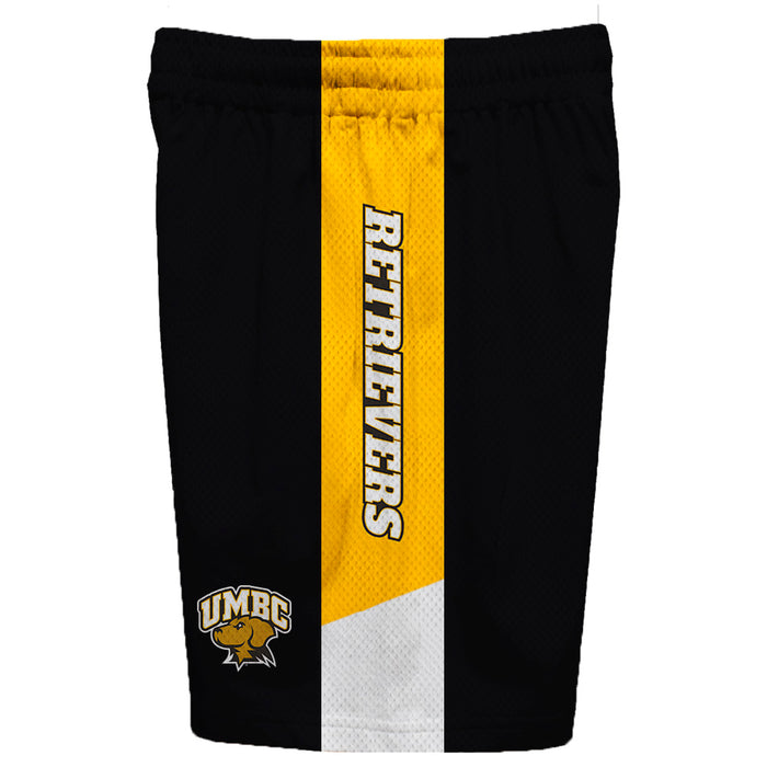 Maryland Baltimore County Retrievers Vive La Fete Game Day Black Stripes Boys Solid Gold Athletic Mesh Short - Vive La Fête - Online Apparel Store