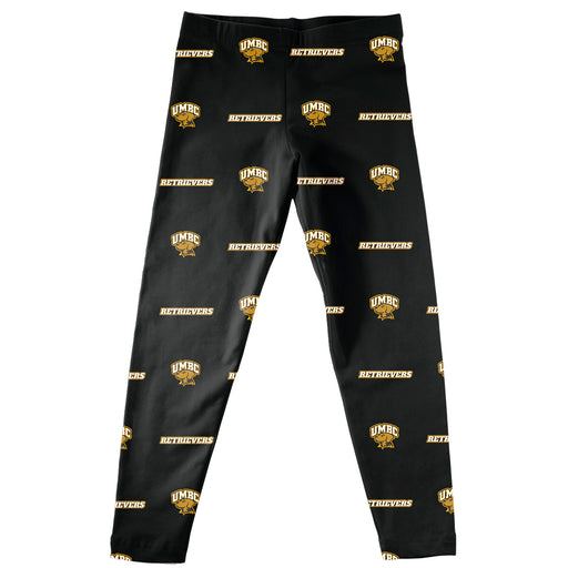 Maryland Baltimore County Retrievers Vive La Fete Girl All Over Two Logos Elastic Waist Classic Play Gold Legging Tights