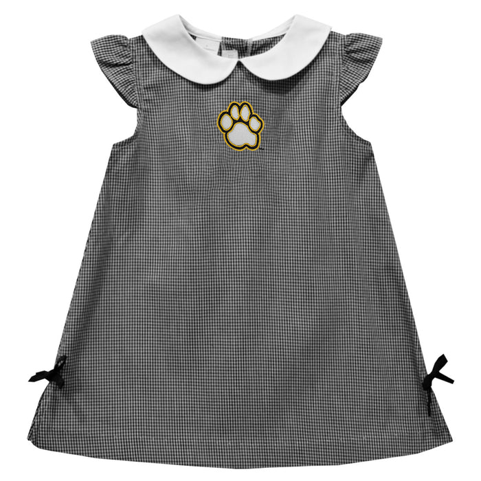 Maryland Baltimore County Retrievers Embroidered Black Gingham A Line Dress