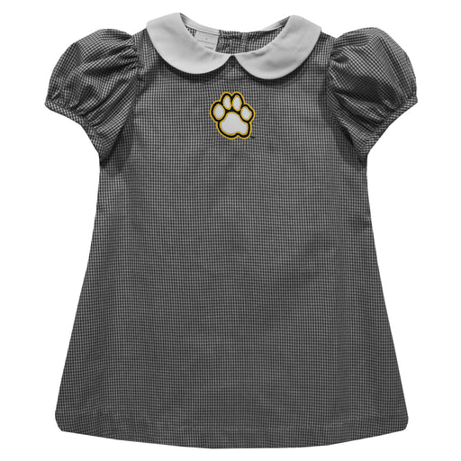 Maryland Baltimore County Retrievers Embroidered Black Gingham Short Sleeve A Line Dress