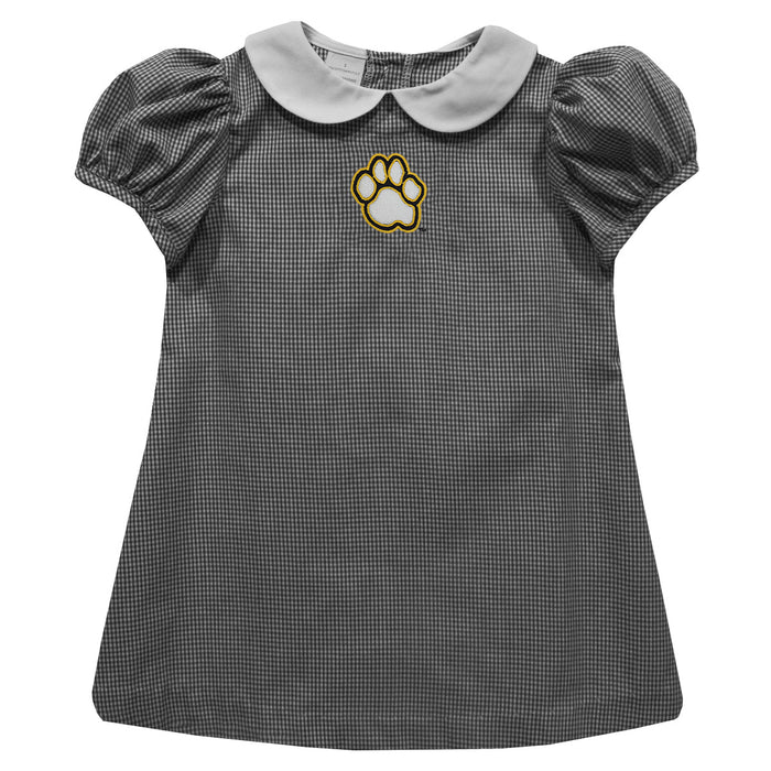 Maryland Baltimore County Retrievers Embroidered Black Gingham Short Sleeve A Line Dress