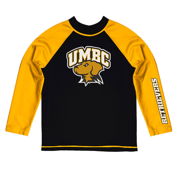 Maryland Baltimore County Retrievers Vive La Fete Logo Black Long Sleeve Raglan Rashguard