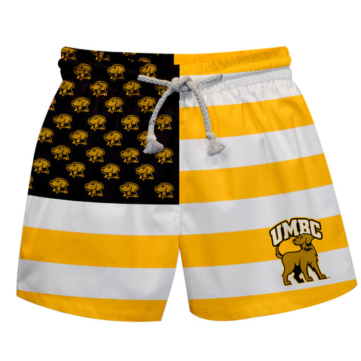 Maryland Baltimore County Retrievers Vive La Fete Game Day Black Flag Swimtrunks V1