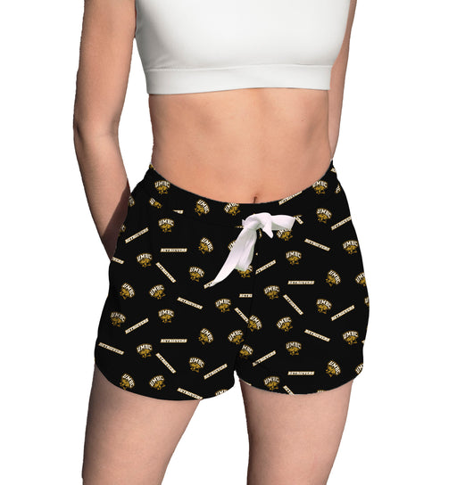 Maryland Baltimore County Retrievers Vive La Fete Game Day All Over Logo Womens Lounge Shorts