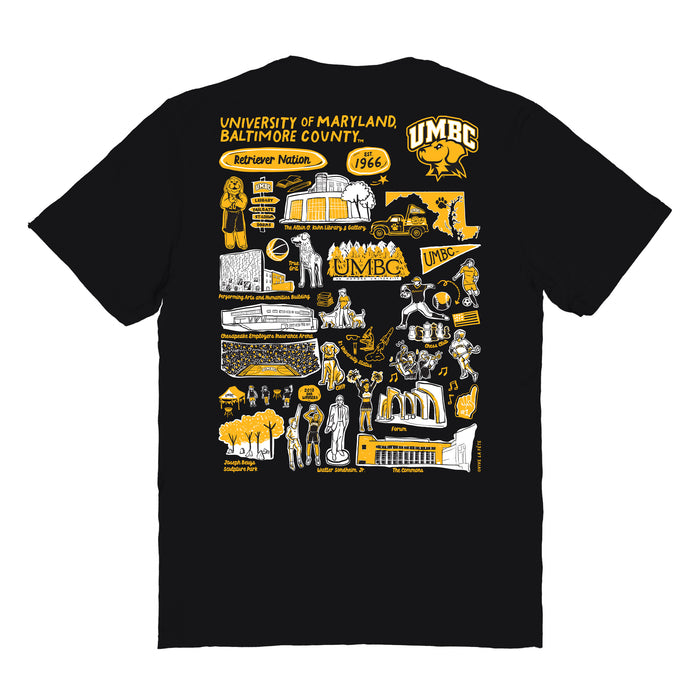 UMBC Retreivers Vive La Fete Impressions Artwork Black Womens Cotton Tshirt - Vive La Fête - Online Apparel Store