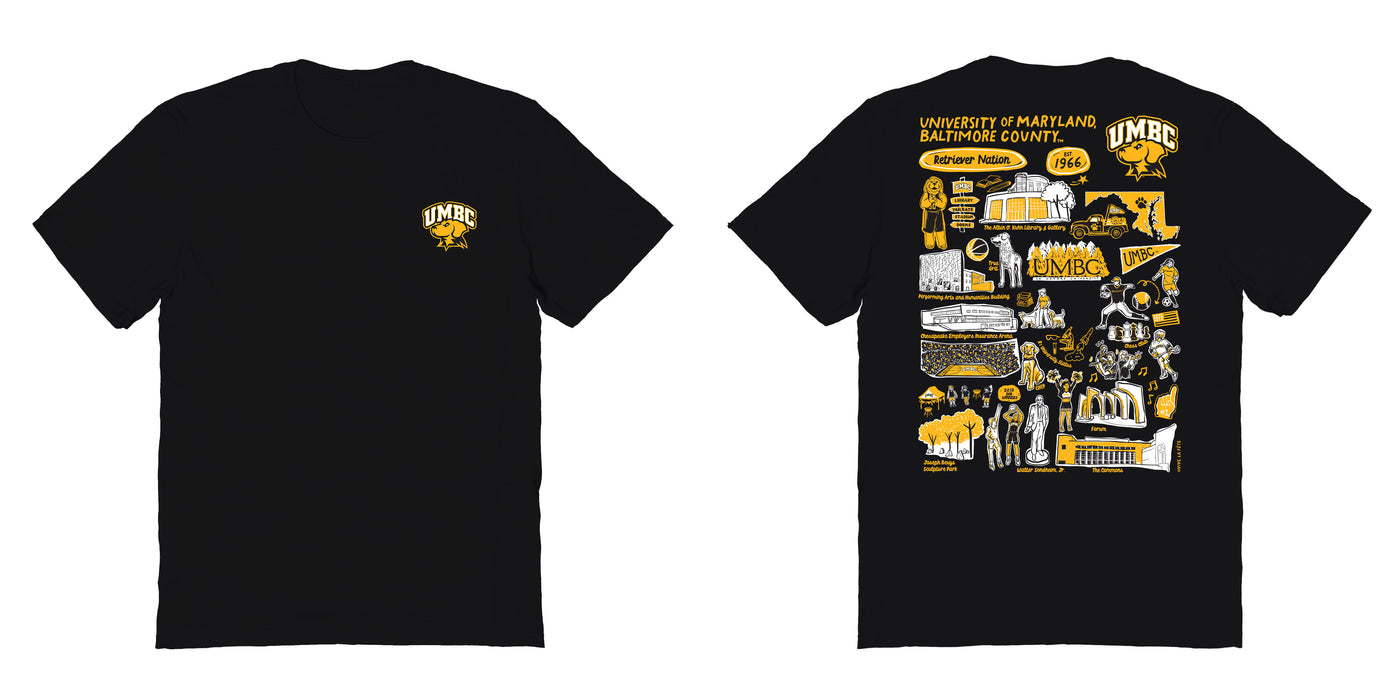 UMBC Retreivers Vive La Fete Impressions Artwork Black Womens Cotton Tshirt - Vive La Fête - Online Apparel Store