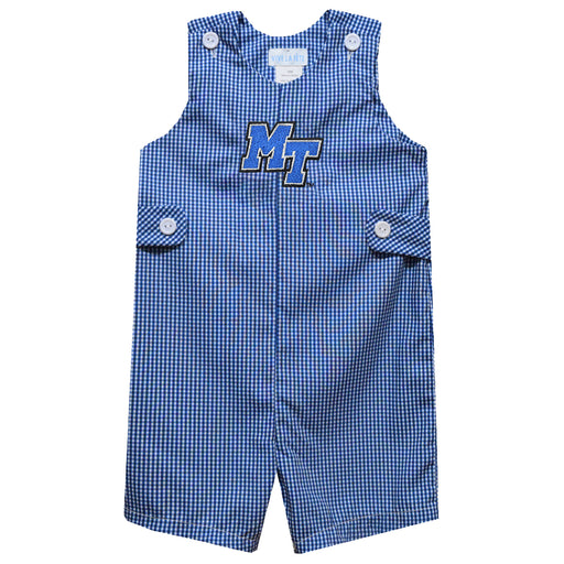 MTSU Blue Raiders Embroidered Royal Gingham Boys Jon Jon