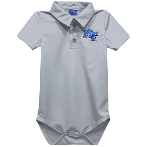 MTSU Blue Raiders Embroidered Gray Solid Knit Boys Polo Bodysuit