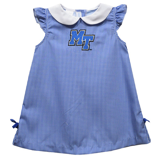 MTSU Blue Raiders Embroidered Royal Gingham A Line Dress