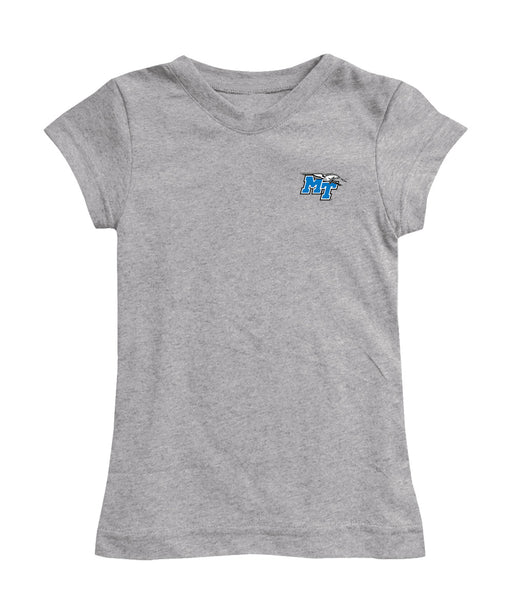 MTSU Blue Raiders Hand Sketched Vive La Fete Impressions Artwork Grey Girls Cotton Short Sleeve Tee