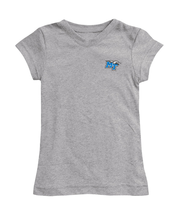 MTSU Blue Raiders Hand Sketched Vive La Fete Impressions Artwork Grey Girls Cotton Short Sleeve Tee