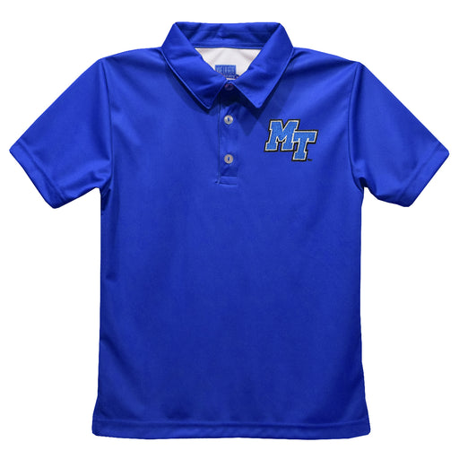 MTSU Blue Raiders Embroidered Royal Short Sleeve Polo Box Shirt