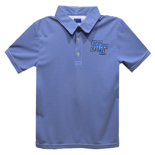 MTSU Blue Raiders Embroidered Royal Stripes Short Sleeve Polo Box Shirt