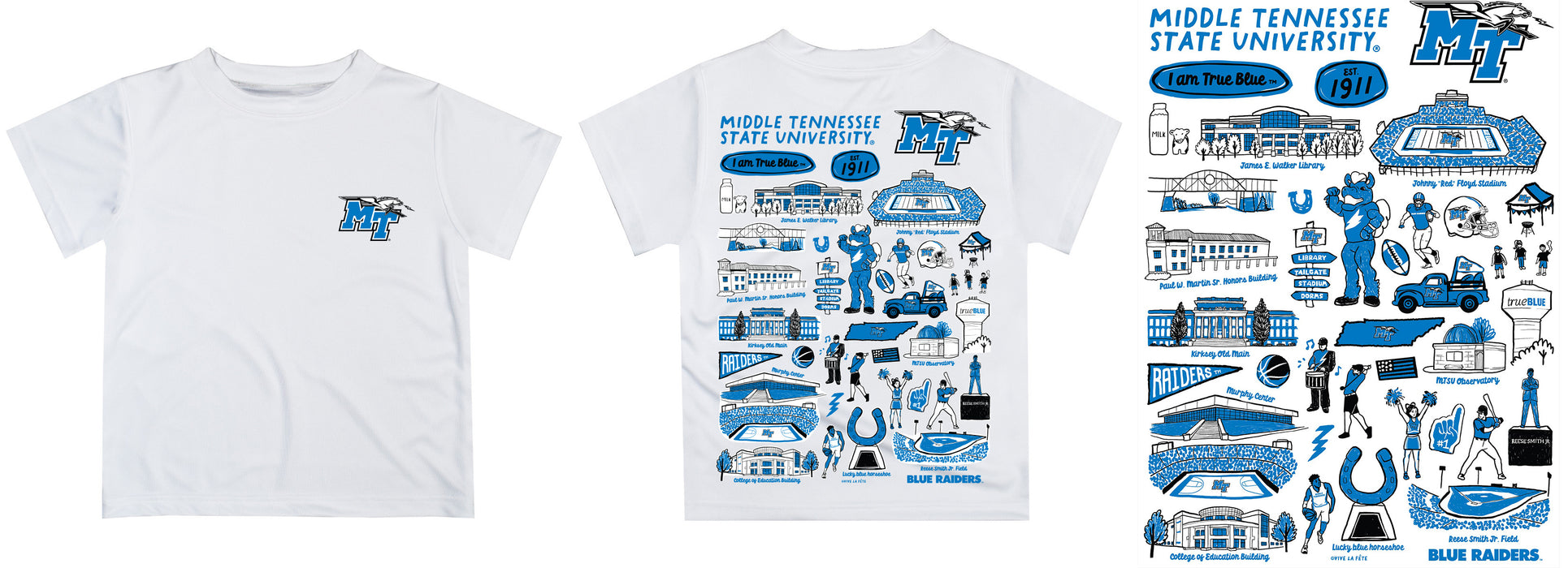 MTSU Blue Raiders Impressions Artwork T-Shirt - White - Vive La Fête - Online Apparel Store