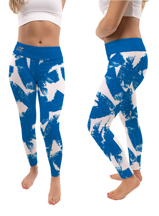 MTSU Blue Raiders Vive La Fete Paint Brush Logo on Waist Women Blue Yoga Leggings - Vive La Fête - Online Apparel Store