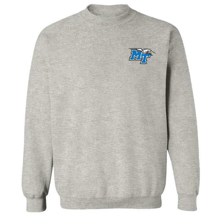 MTSU Blue Raiders Hand Sketched Vive La Fete Impressions Artwork Gray Crew Neck Sweatshirt for Women